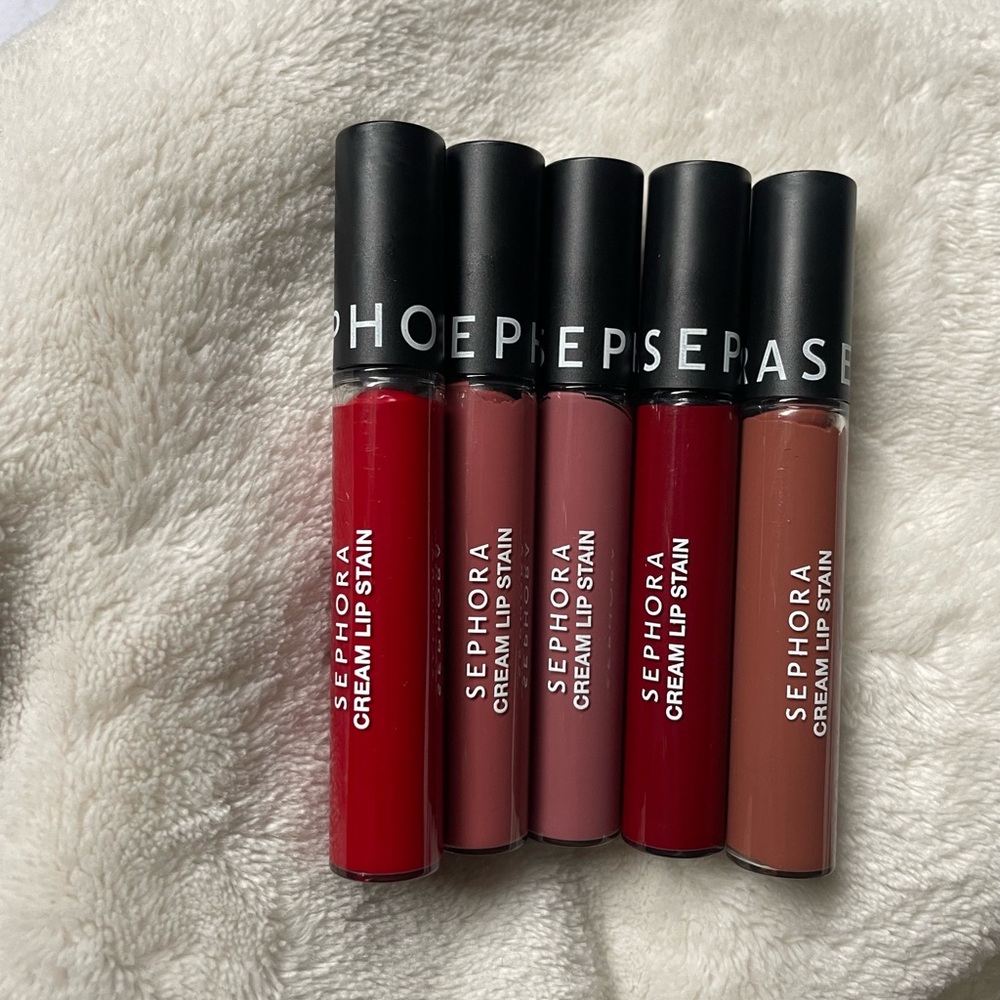 Sephora Cream Lip Stain Collection - Bold Red, Soft Pink, Rich Brown